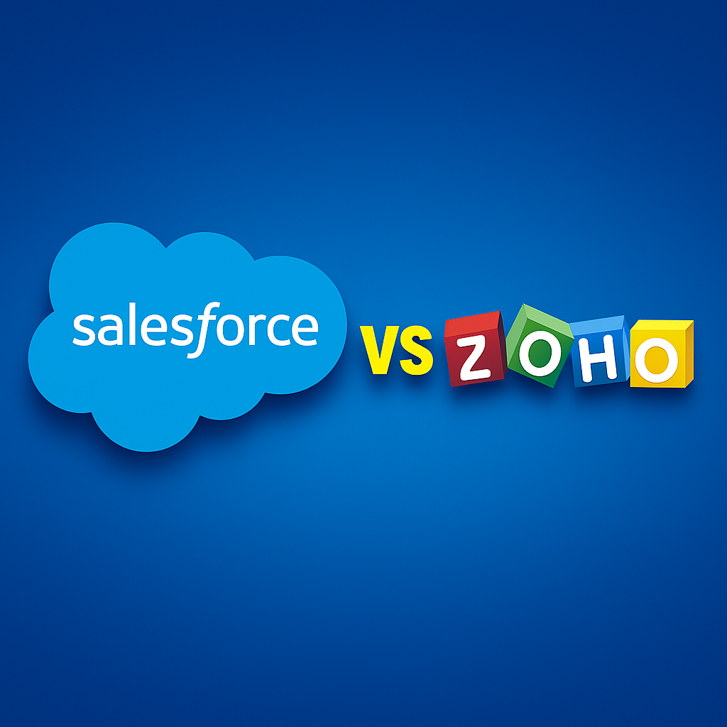 Zoho vs Salesforce CRM dashboard comparison in 2025